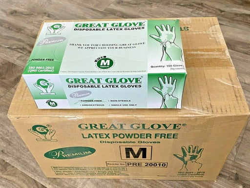 Great Glove Premium Non-Medical Latex Gloves, Size M, CASE, 100pcs/box, 10boxes/case OK0611LK