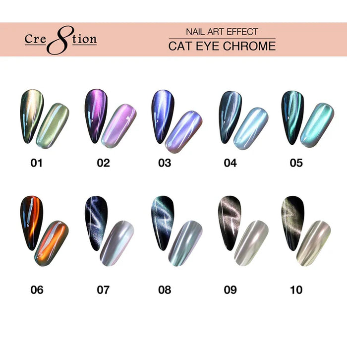 Cre8tion Nail Art Effect 1g - Cat Eye CHROME (10 Colors) Collection 000