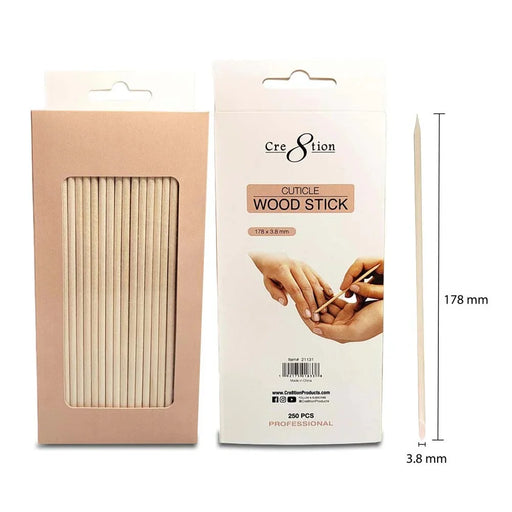 Cre8tion Orange Cuticle Wood Stick (NEW), 178x3.8mm, BOX (Pk: 250 pcs/box, 40 boxes/case)