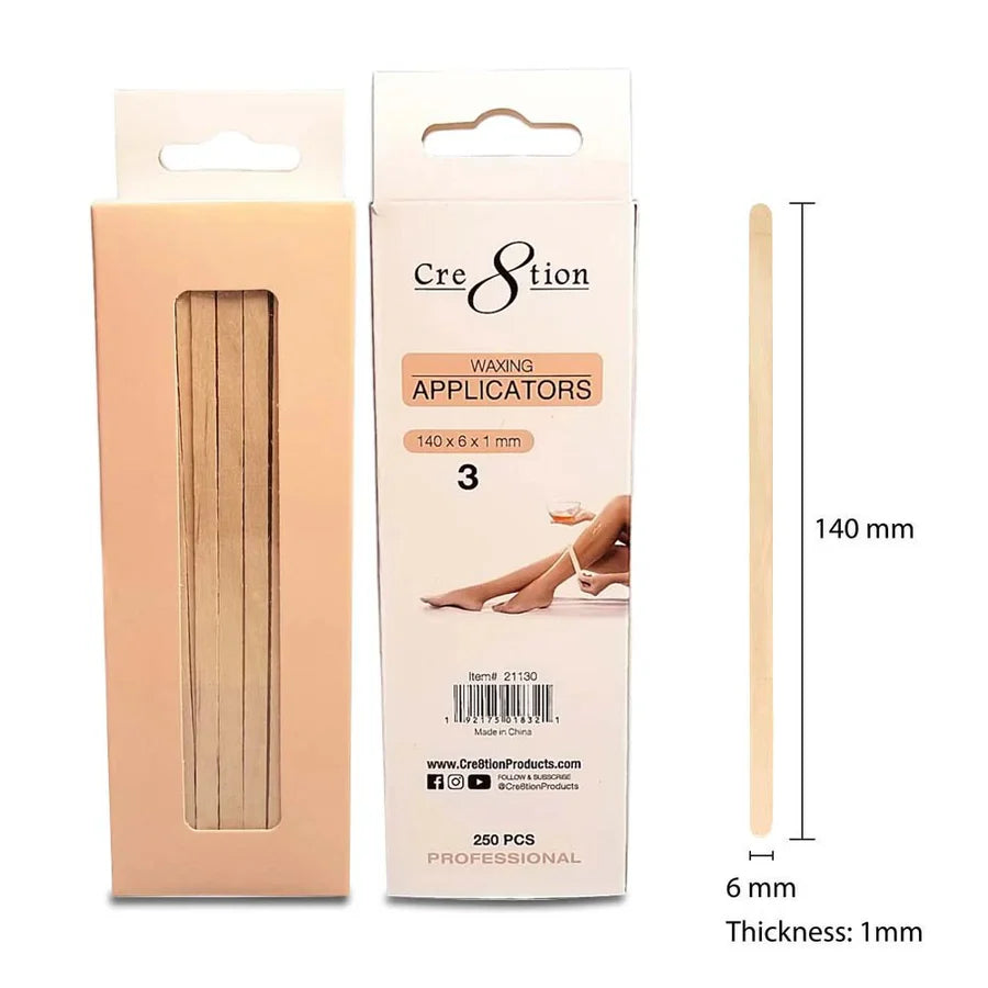 Cre8tion Disposable Applicators 3 - 140x6x1mm, BOX (Pk: 250 pcs/box, 40 packs/case)