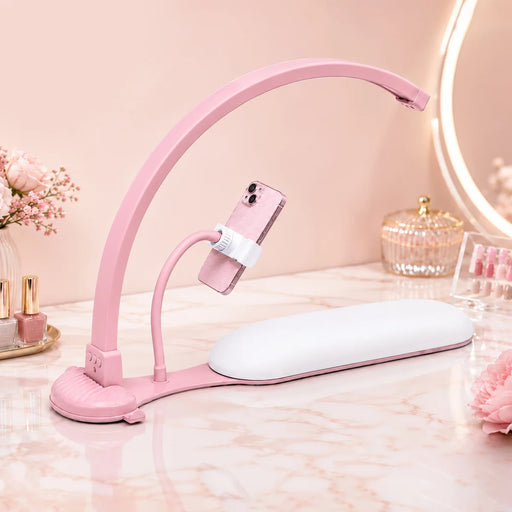 Cre8tion Nail Arch LED Light with Arm Rest & Phone Holder, Pink