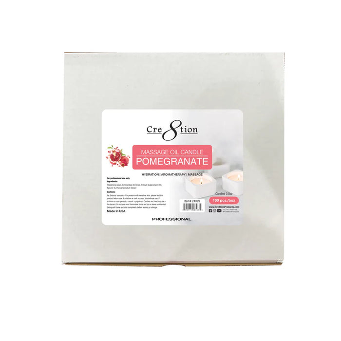 Cre8tion Massage Oil Candles 0.5oz, Pomegranate BOX (Pk: 100 pcs/box)