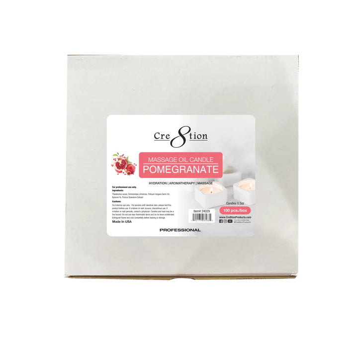 Cre8tion Massage Oil Candles 0.5oz, Pomegranate BOX (Pk: 100 pcs/box)