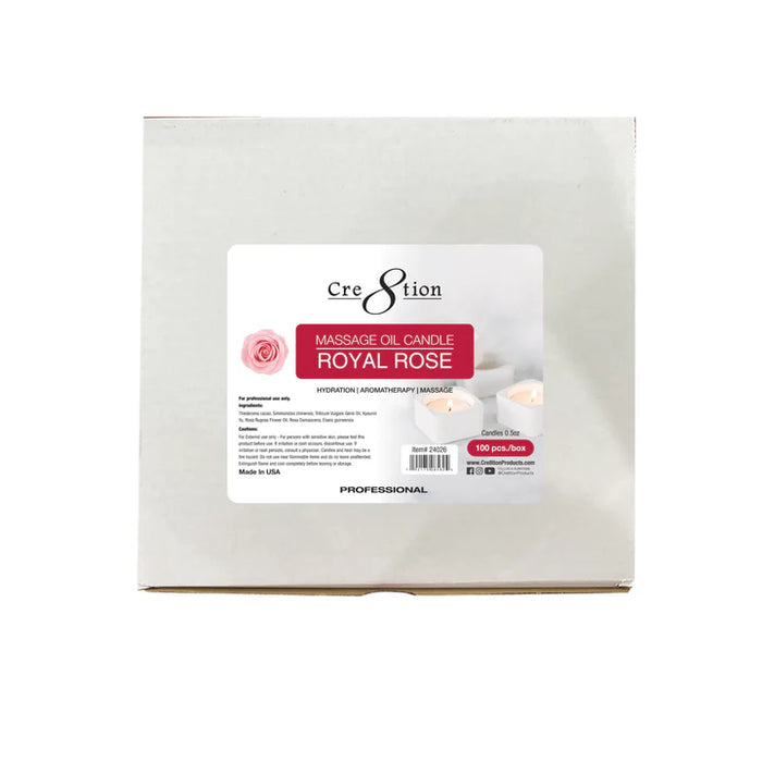 Cre8tion Massage Oil Candles 0.5oz, Royal Rose BOX (Pk: 100 pcs/box)