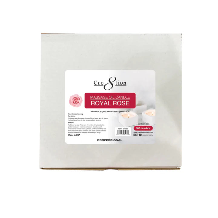 Cre8tion Massage Oil Candles 0.5oz, Royal Rose BOX (Pk: 100 pcs/box)