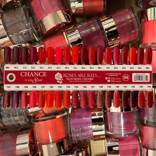 Chance Acrylic/Dipping Powder(by Cre8tion), Roses Are Red Collection, 2oz, Full line of 36 Colors (From 109 To 144)