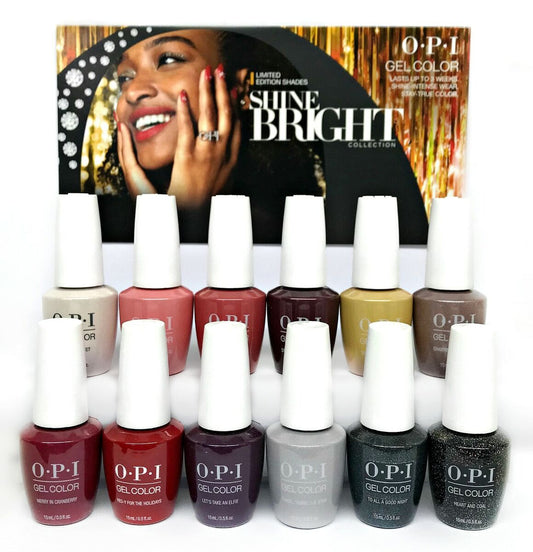 OPI Gelcolor And Nail Lacquer, Shine Bright Collection 2020, Full Line Of 12 Colors (From M01 To M12), 0.5oz