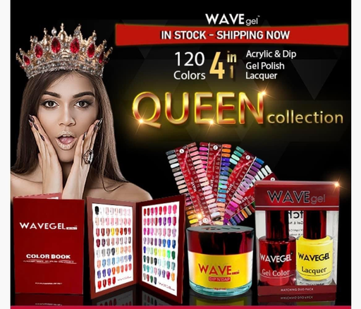 Wave Gel 4in1 Dipping Powder + Gel Polish + Nail Lacquer, QUEEN Collection, Full Line 120 Colors (From 001 To 120)
