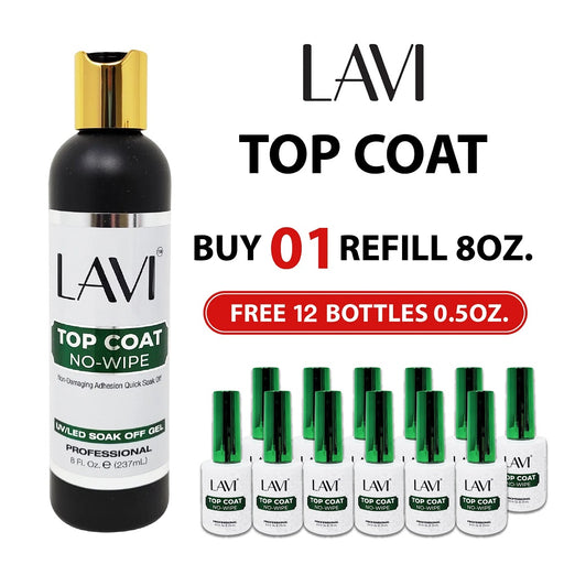Lavi Top Coat No-Wipe Refill 8oz, Buy 01 Get 12 Lavi Top Coat No-Wipe 0.5oz FREE
