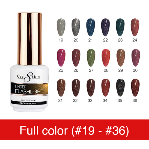 Cre8tion Under Flashlight Collection, Full line of 18 color, 0.5oz (From 19 to 36)