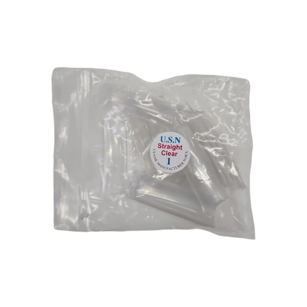 USN Straight Crystal Clear Nail Tip (TCC), BIG Bag (Pk: 10 pcs/Small Bag, 10 Small Bags/Big Bag), 000