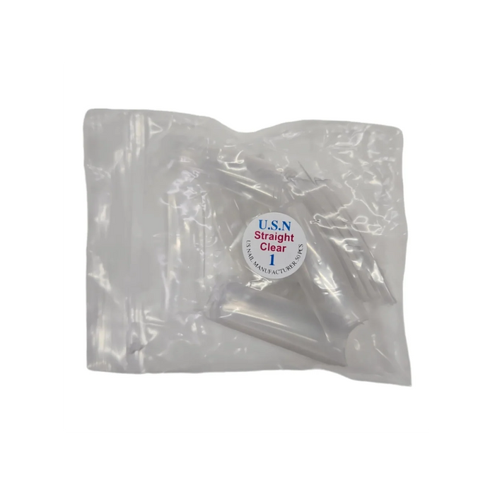 USN Straight Crystal Clear Nail Tip (TCC), BIG Bag (Pk: 10 pcs/Small Bag, 10 Small Bags/Big Bag), 000