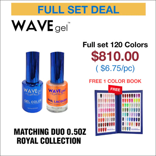 Wave Gel Nail Lacquer + Gel Polish, ROYAL I Collection, Full Line Of 120 (From 001 To 120), 0.5oz