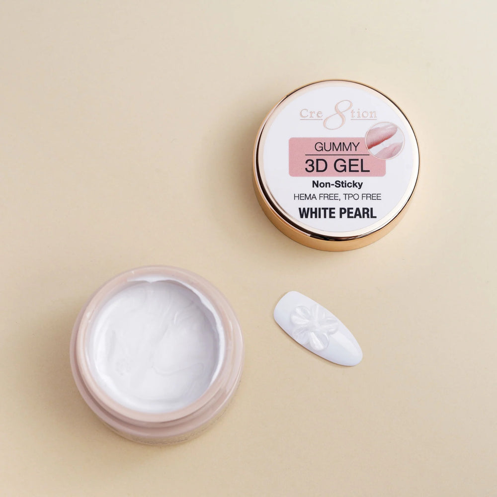 Cre8tion 3D Gummy Gel in Jar 1oz, White Pearl #12 (HEMA & TPO Free)