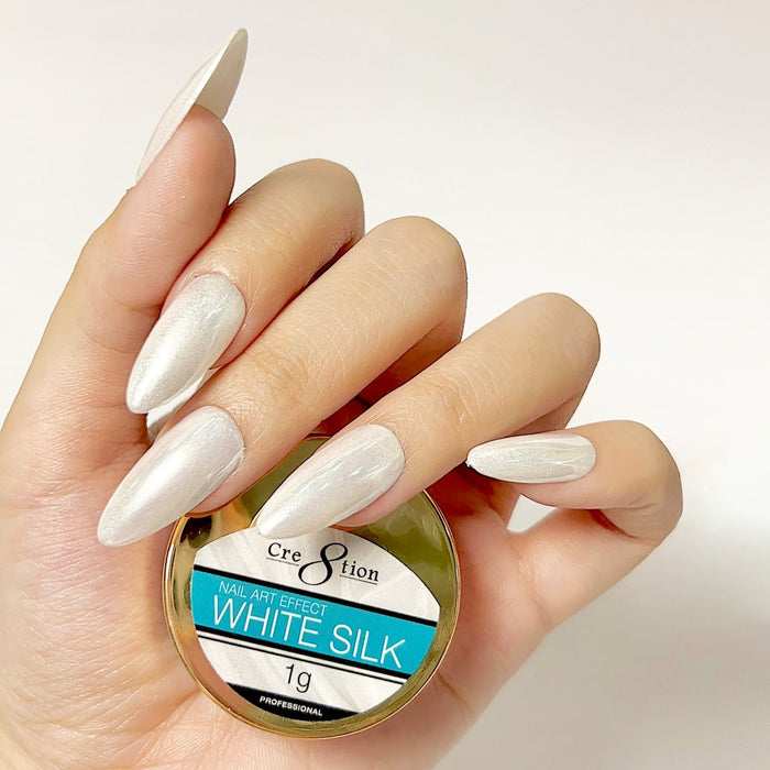 Cre8tion Nail Art 01g - WHITE SILK Effect (Pk: 6 jars/pack)