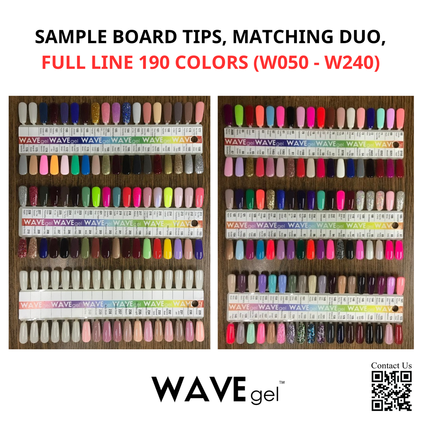 Wave Gel Gel Polish, Matching Duo, Tips Sample, Full Line 190 Color (From 050 To 240)