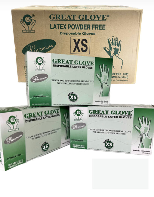 Great Glove Premium Non-Medical Latex Gloves, Size XS, CASE, 100pcs/box, 10boxes/case OK0525VD