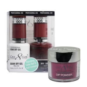 Cre8tion 3in1 Dipping Powder + Gel Polish + Nail Lacquer, 005, Plum Wine, 3104-0605 OK0117MD