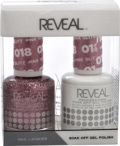 Reveal Gel Polish + Nail Lacquer, 018, Pink Glitter, 0.5oz OK0311VD