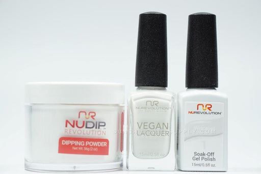 NuRevolution 3in1 Dipping Powder + Gel Polish + Nail Lacquer, 001, Whiteout OK1129