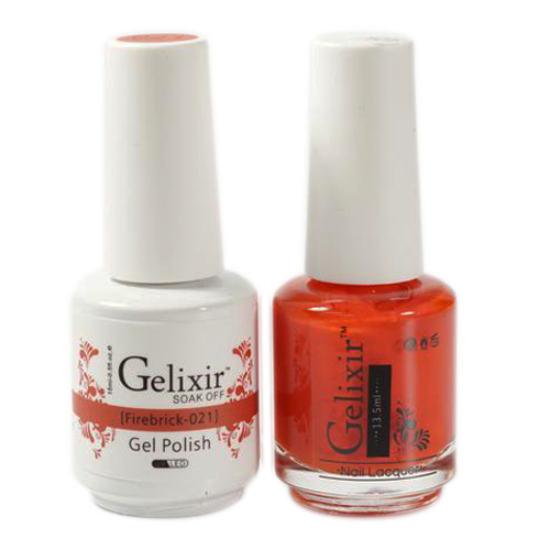 Gelixir Nail Lacquer And Gel Polish, 021, Firebrick, 0.5oz KK1010