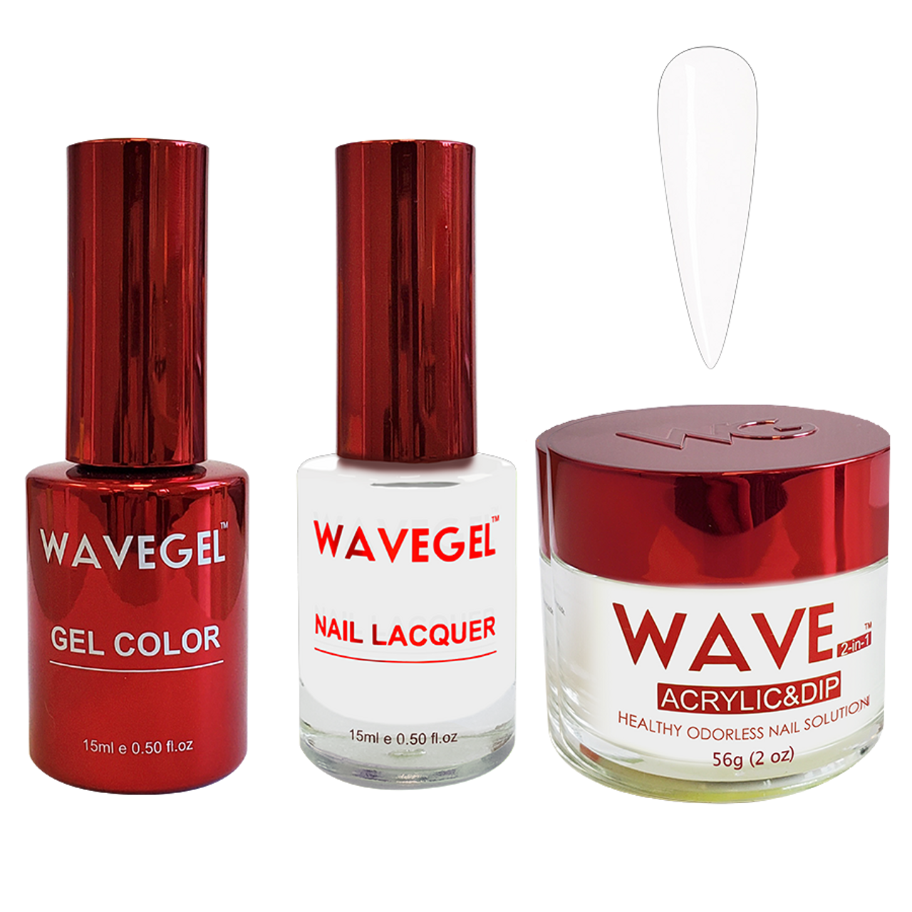 Wave Gel 4in1 Dipping Powder + Gel Polish + Nail Lacquer, QUEEN Collection, 002, Royal White