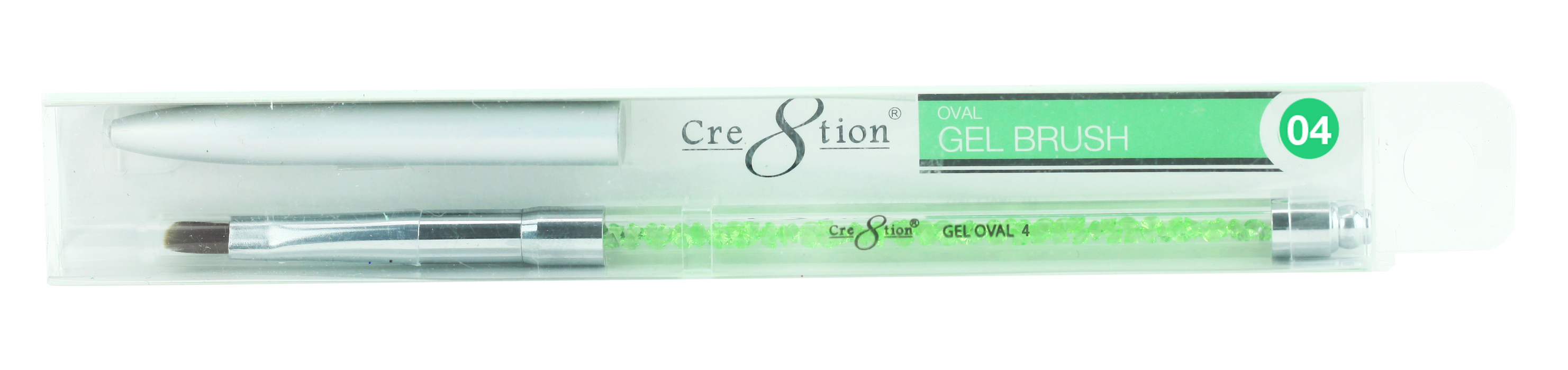 Cre8tion Nail Art Oval Gel Brush-Green, #04, 12213 (Packing: 5 pcs/pack)