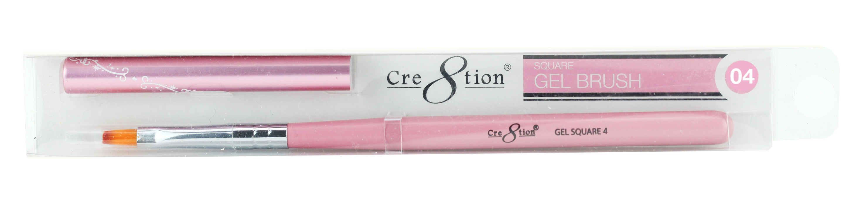 Cre8tion Nail Art Square Gel Brush-Pink, #04, 12209 (Packing: 5 pcs/pack)