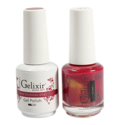 Gelixir Nail Lacquer And Gel Polish, 054, Red Shimmer, 0.5oz KK1010