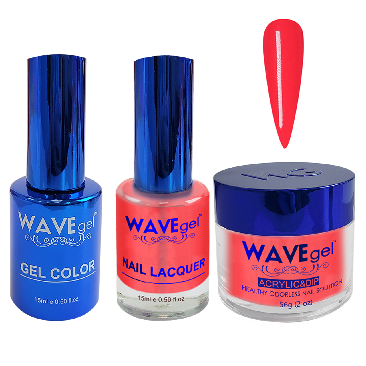 Wave Gel 4in1 Dipping Powder + Gel Polish + Nail Lacquer, ROYAL Collection, 057, Red All Over