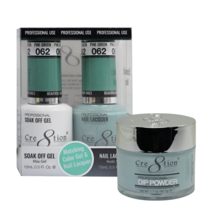 Cre8tion 3in1 Dipping Powder + Gel Polish + Nail Lacquer, 062, Pine Green, 3104-0662 OK0117MD