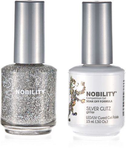 LeChat Nobility Gel & Polish Duo, NBCS068, Silver Glitz, 0.5oz KK0917