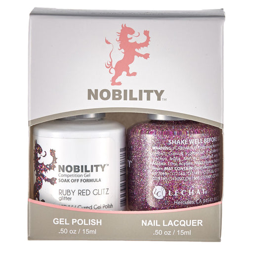 LeChat Nobility Gel & Polish Duo, NBCS069, Ruby Red Glitz, 0.5oz KK0917