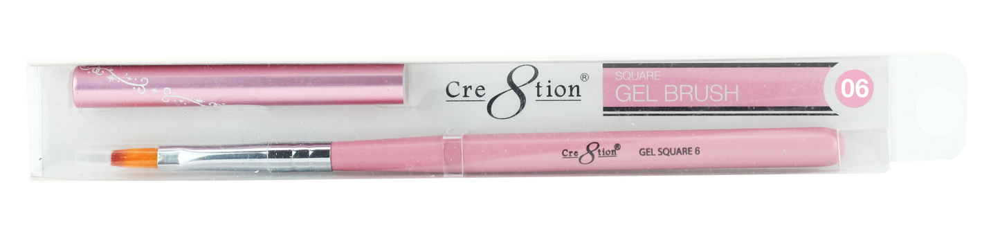 Cre8tion Nail Art Square Gel Brush-Pink, #06, 12210 (Packing: 5 pcs/pack)