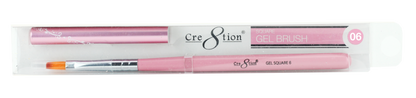 Cre8tion Nail Art Square Gel Brush-Pink, #06, 12210 (Packing: 5 pcs/pack)