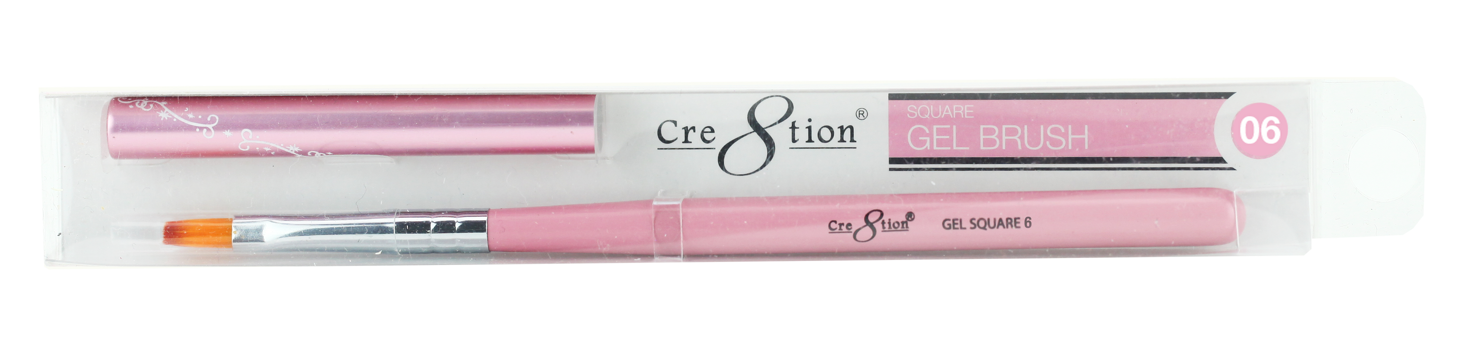 Cre8tion Nail Art Square Gel Brush-Pink, #06, 12210 (Packing: 5 pcs/pack)