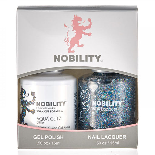 LeChat Nobility Gel & Polish Duo, NBCS070, Aqua Glitz, 0.5oz KK0917