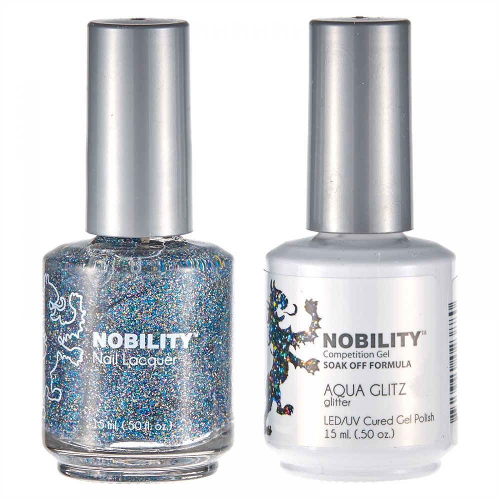 LeChat Nobility Gel & Polish Duo, NBCS070, Aqua Glitz, 0.5oz KK0917