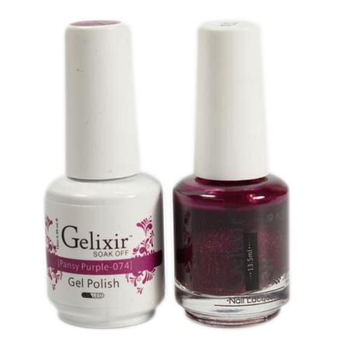 Gelixir Nail Lacquer And Gel Polish, 074, Pansy Purple, 0.5oz KK1010