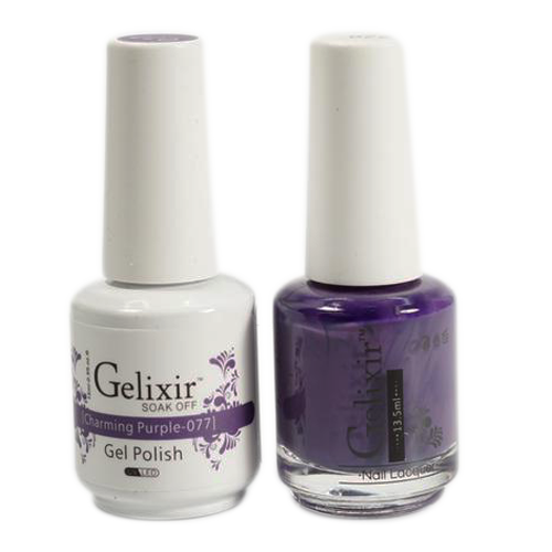 Gelixir Nail Lacquer And Gel Polish, 077, Charming Purple, 0.5oz KK1010