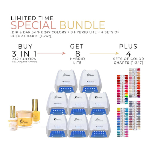 iGel 3in1 Acrylic/Dipping Powder + Gel Polish + Nail Lacquer, Dip & Dap Collection, Full Line Of 247 Colors, Buy 1 Full Line Get 8 pcs iGel Hybrid LITE UV/LED Lamp & 4 Sample Tips FREE