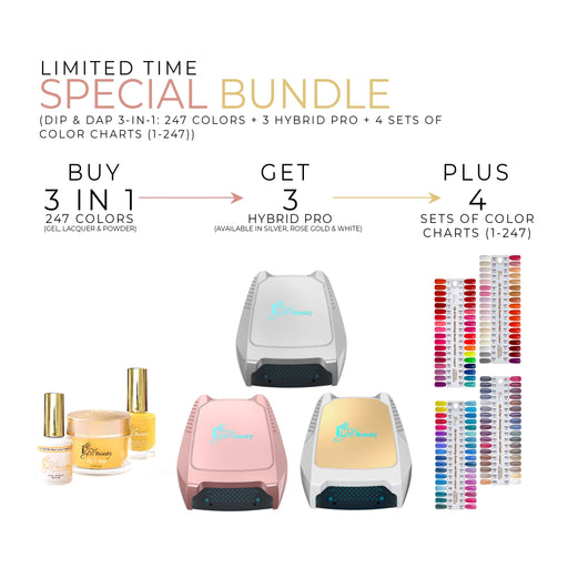 iGel 3in1 Acrylic/Dipping Powder + Gel Polish + Nail Lacquer, Dip & Dap Collection, Full Line Of 247 Colors, Buy 1 Full Line Get 3 pcs iGel Hybrid Pro Wireless UV/LED Lamp & 4 Sample Tips FREE