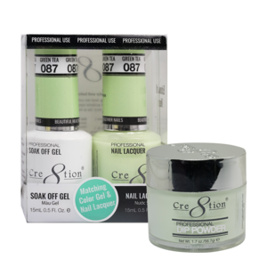 Cre8tion 3in1 Dipping Powder + Gel Polish + Nail Lacquer, 087, Green Tea, 3104-0687 OK0117MD