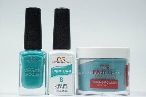 NuRevolution 3in1 Dipping Powder + Gel Polish + Nail Lacquer, 008, Tropical Forest OK1129