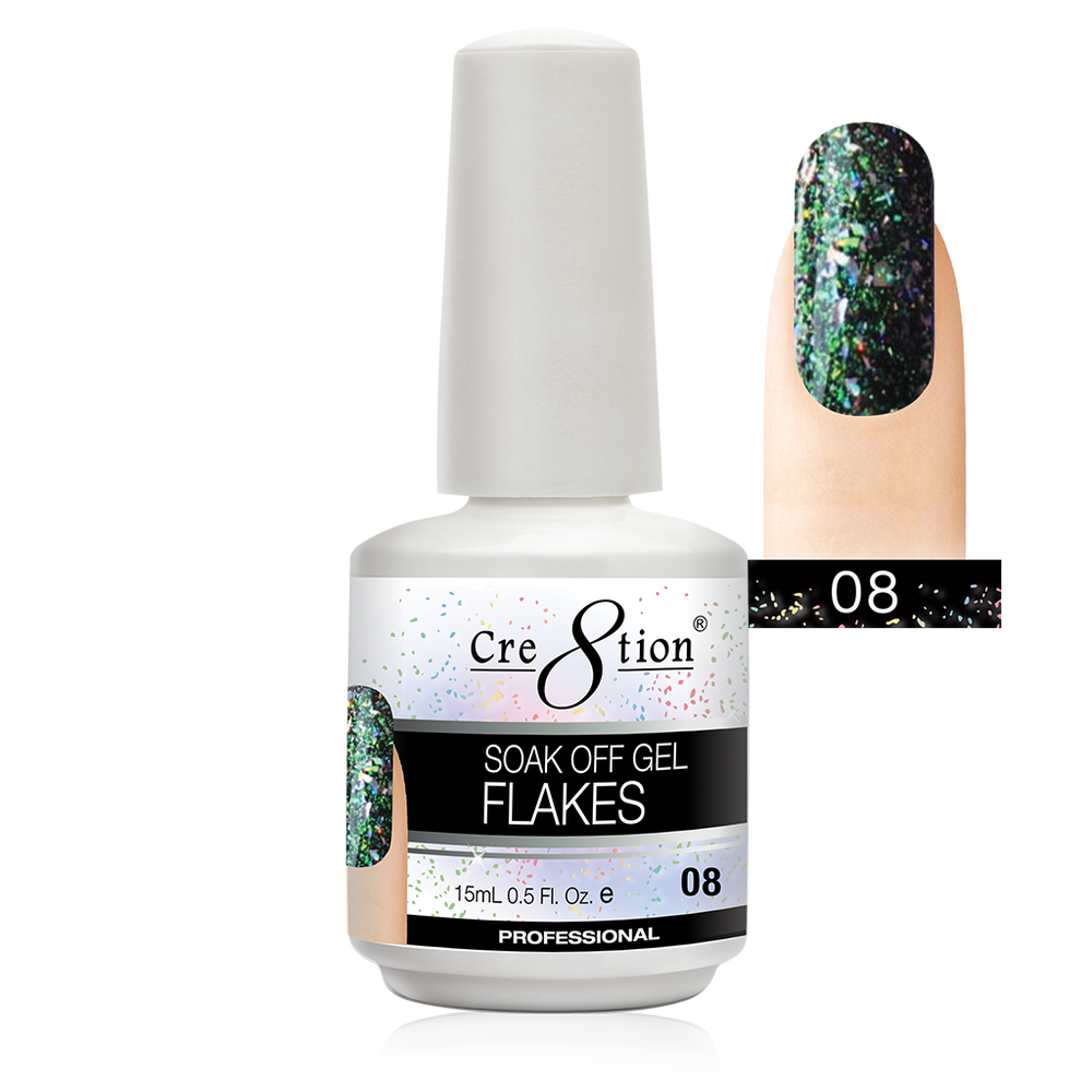 Cre8tion Flakes Gel Polish, 0916-1638, 0.5oz, 08 KK0924