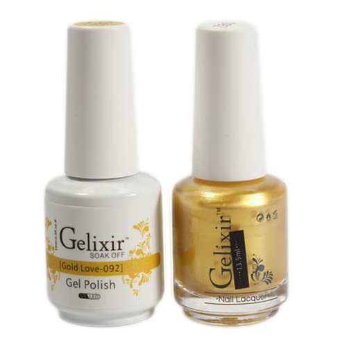 Gelixir Nail Lacquer And Gel Polish, 092, Gold Love, 0.5oz KK1010