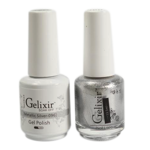 Gelixir Nail Lacquer And Gel Polish, 096, Metallic Silver, 0.5oz KK1010