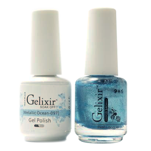 Gelixir Nail Lacquer And Gel Polish, 097, Metallic Ocean, 0.5oz KK1010