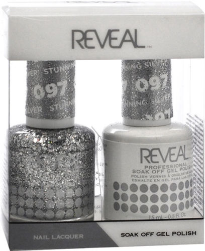 Reveal Gel Polish + Nail Lacquer, 097, Stunning Silver, 0.5oz OK0311VD