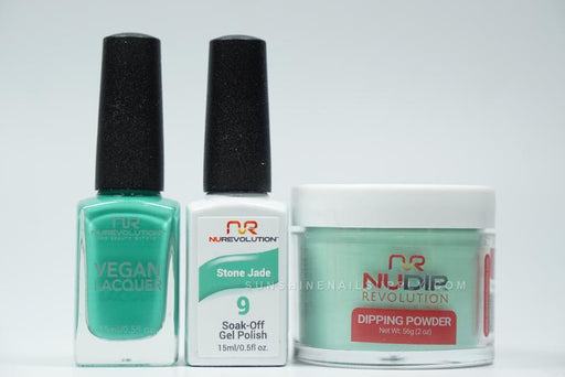 NuRevolution 3in1 Dipping Powder + Gel Polish + Nail Lacquer, 009, Stone Jade OK1129